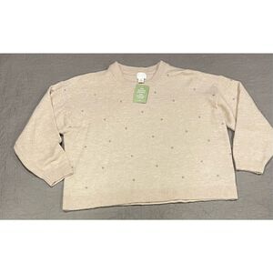 H&M Blush Pink Soft Sweater Silver Beads XL New